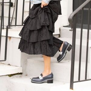 Bernardo Selma Leather Lug sole  Loafers Navy/White Size 9M